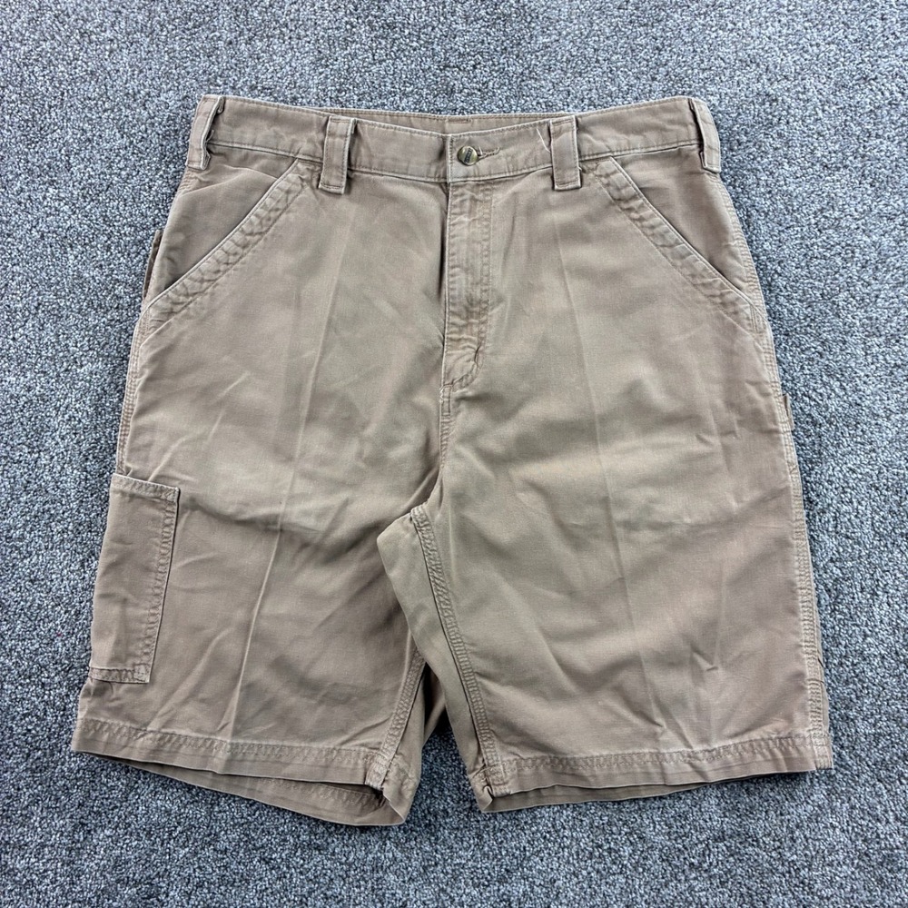 Vintage Carhartt Carpenter Shorts Mens 34 Tan Cotton Canvas Utility Workwear